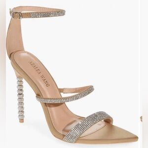 Azalea Wang Galaxy Diamond Wrapped Ankle Strap Heel Sandal, strappy stiletto